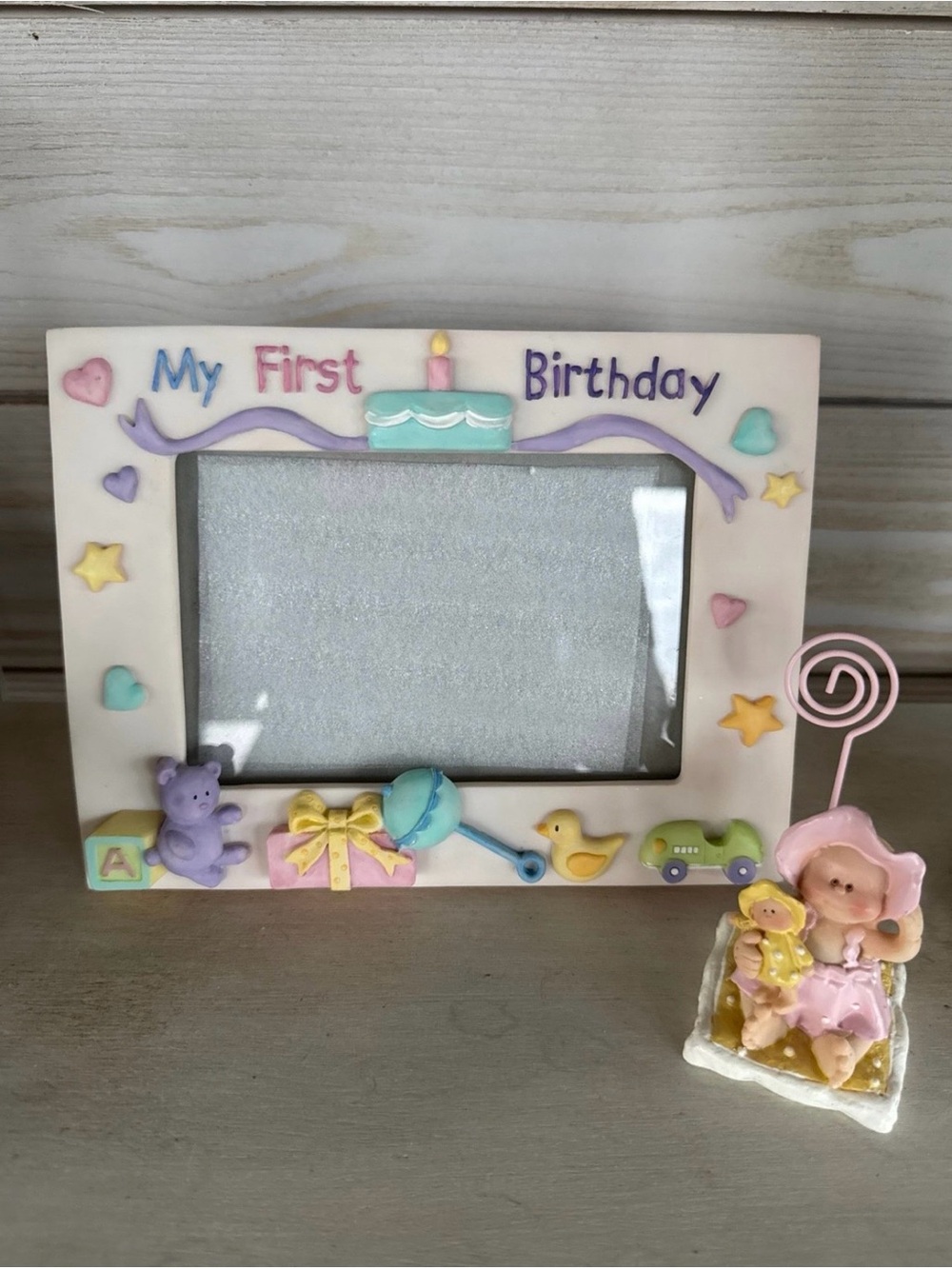 NEW Russ Baby Sweet Beginnings My First Birthday Frame and Photo Holder